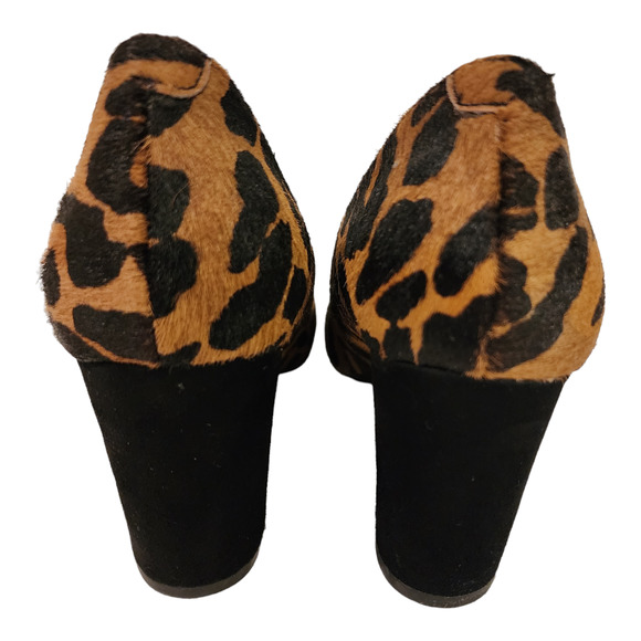 LAND'S END Calf hair and Black Suede leather Leopard print heels SIZE 6.5M - Picture 7 of 12